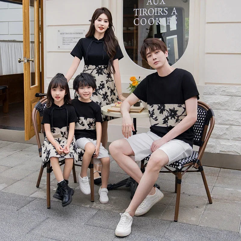 Partner Look CoupleSets Fashion Family Matching Brothers and Sister Clothes Clothing Women Mom Daughter Dress Dad Son T Shirts
