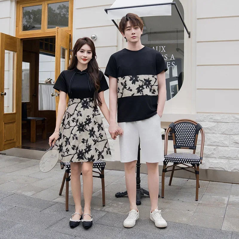 Partner Look CoupleSets Fashion Family Matching Brothers and Sister Clothes Clothing Women Mom Daughter Dress Dad Son T Shirts